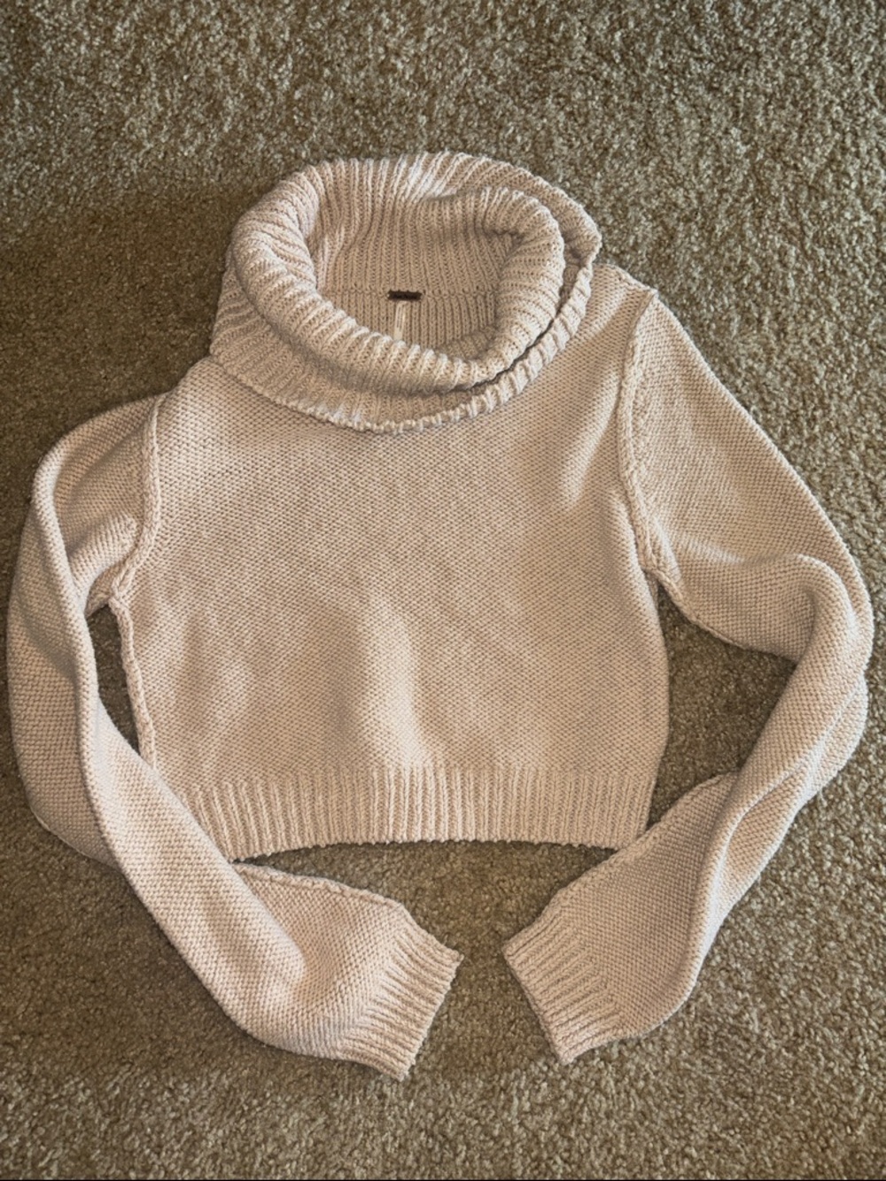 Cozy Cream Turtleneck Crop Sweater Free People